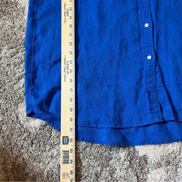 Lauren Ralph Lauren 100% Linen Shirt Women’s XL Blue Button Long Sleeves - Picture 7 of 9
